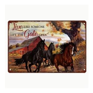 Inspirational Running Horses Metal Sign
